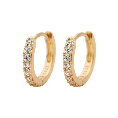 1Pair Stainless Steel Minimal Hoop Earrings Crystal Zirconia Small Huggie Thin Cartilage Earrings Helix Tragus Piercing Jewelry